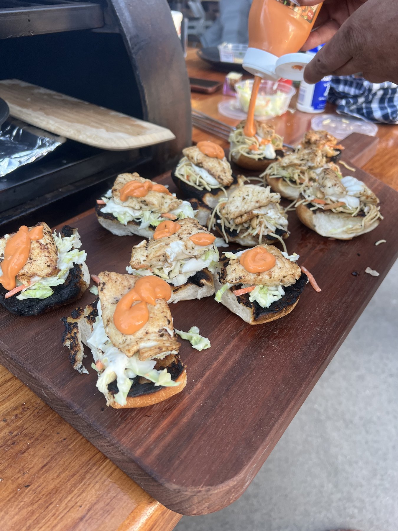 Sliders served on a Woodworkers Shed serving board